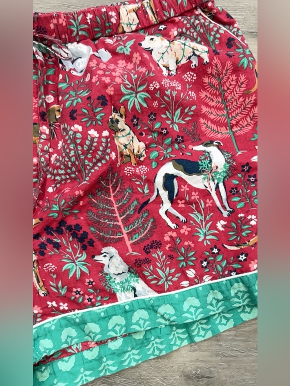 Printfresh Womens XL Red Green Dog Print Organic Cotton Pajama Sleep Shorts - Picture 4 of 13